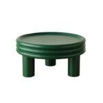 Modern Plastic Round Side Table Vintage Small Coffee Table for Bedroom Living Room Space-Saving End Table for Apartment