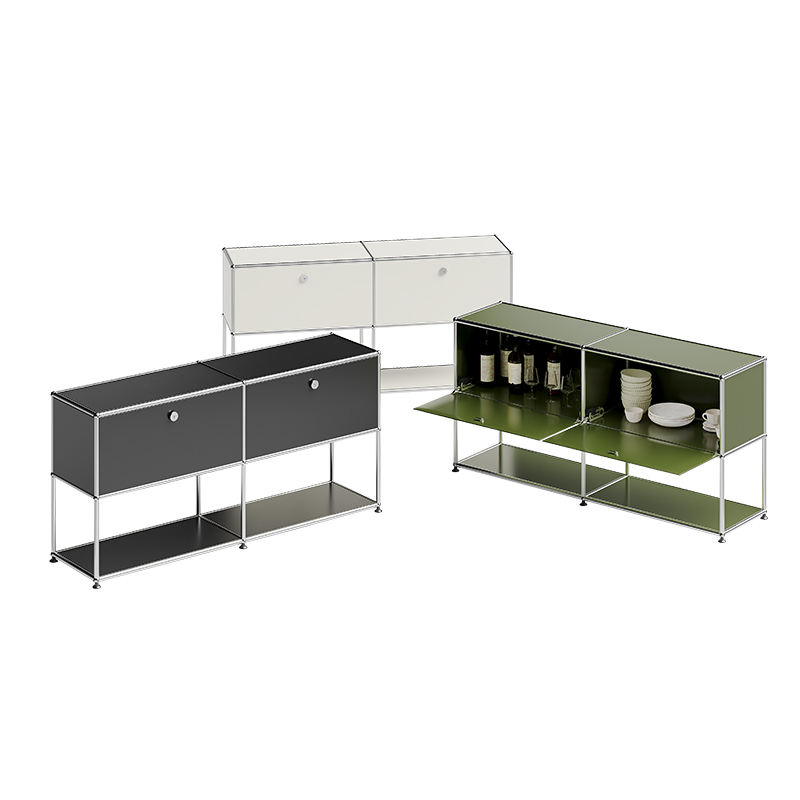 USM-25 Modular Combination Sideboard, Stainless Steel Storage Sideboard Living Room Furniture Module Storage Metal Display TV Cabinet - Image 1