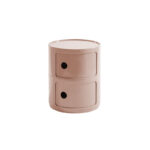 Nordic Round Nightstand with Storage, Small Minimalist Bedside Cabinet Side Table for Bedroom
