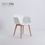 Nordic PP plastic seat beech wood leg chair chair dining chair for restaurant dining room dining cafe
