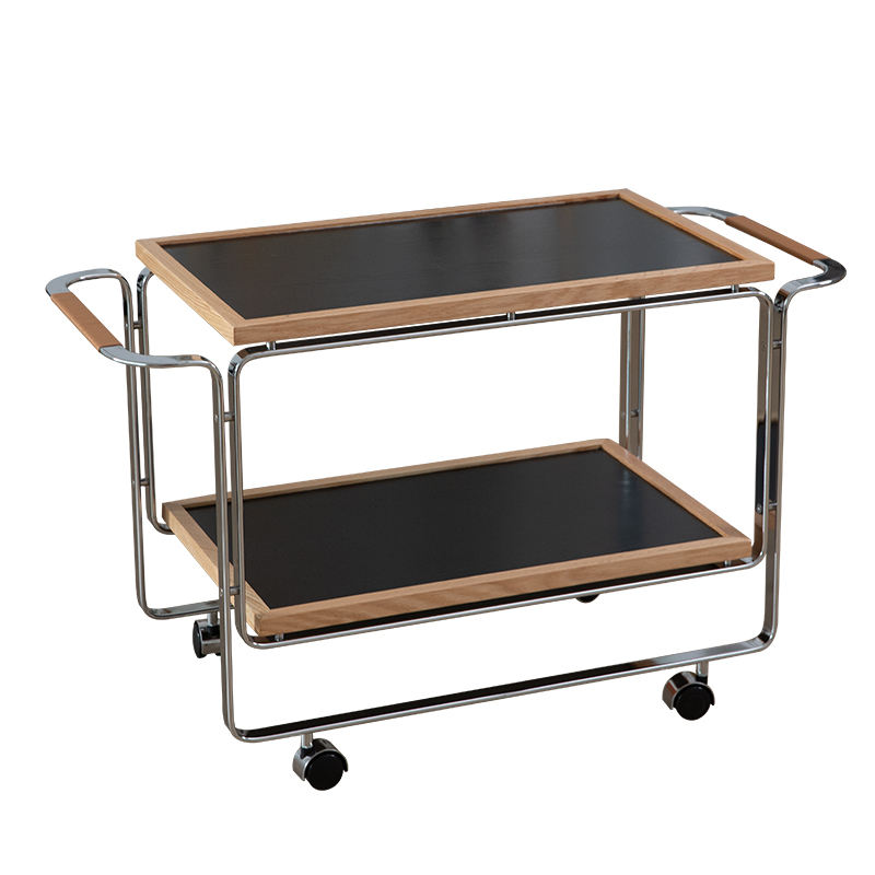 HB 128 Bar Cart-01 Vintage Trolley Shelf | Double-Layer Movable Tea Table for Living Room | Modern Minimalist Sofa Side Table - Image 1