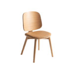 Nordic Designer Dining Chair, Solid Wood Backrest, Upholstered Cushion, Log Café Chair, Leather Chair