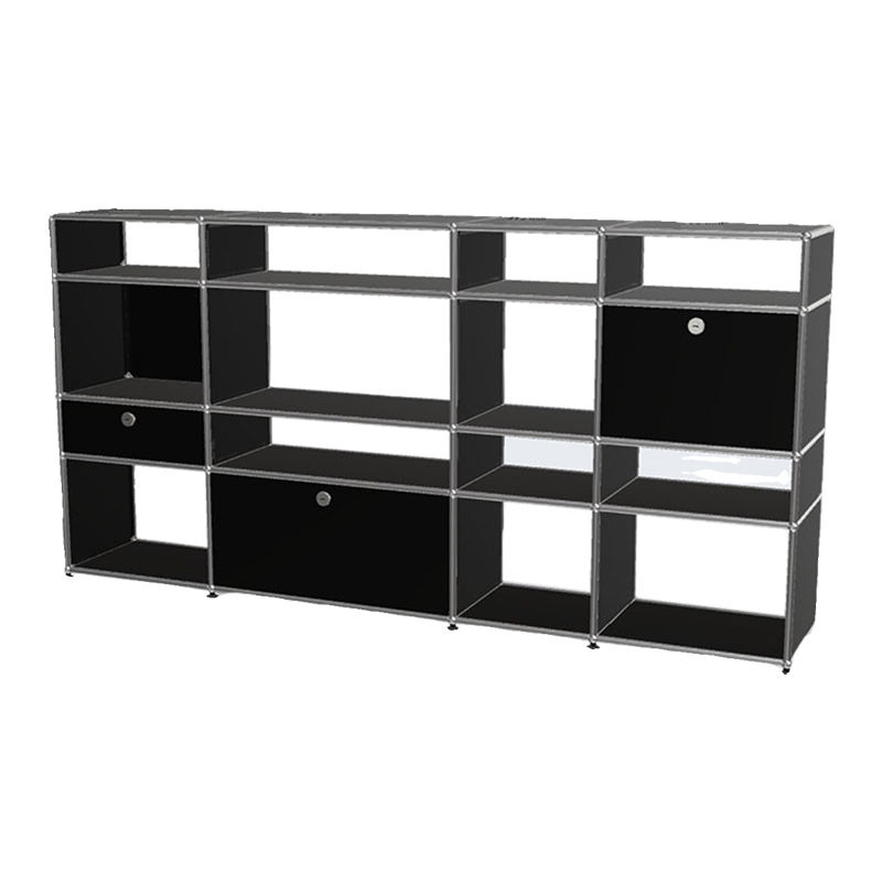 USM-097 Stainless Steel Module, Black Metal Display Storage Cabinet, Vintage Bedroom, High-end Storage Cabinet - Image 1