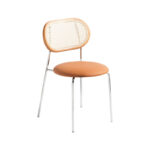 Nordic Rattan Chair Leather Seat Chair Stainless Steel Frame Dining Chair for Restaurant Use