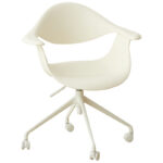 Nordic Modern Classic Design PP Plastic Seat Aluminum Base Wheels with Gas Lift Work Study Chair Armrest Armchair