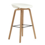 Nordic classic modern PP seat beech wood plywood leg barstool counter kitchen low back stool for dining living room bar cafe