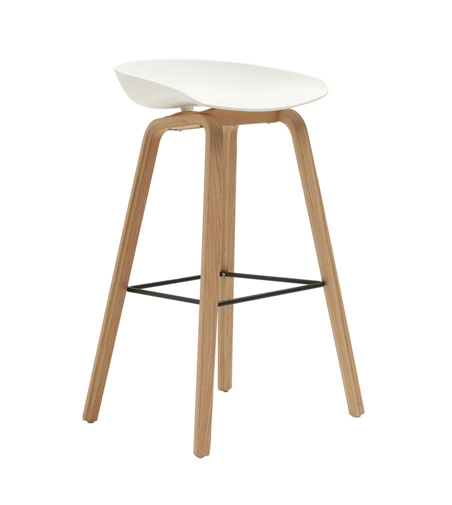 Main-01 Nordic classic modern PP seat beech wood plywood leg barstool counter kitchen low back stool for dining living room bar cafe - Image 1